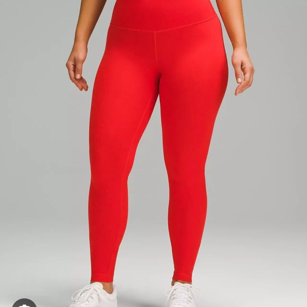Lululemon Wunder Train Contour Fit High Rise 28” Sz 8 HOT HEAT bright red